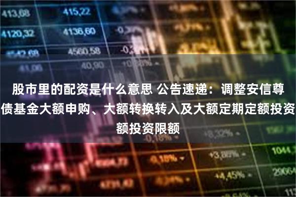 股市里的配资是什么意思 公告速递：调整安信尊享纯债基金大额申购、大额转换转入及大额定期定额投资限额