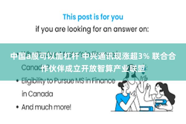 中国a股可以加杠杆 中兴通讯现涨超3% 联合合作伙伴成立开放智算产业联盟