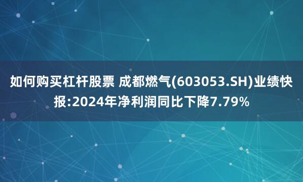 如何购买杠杆股票 成都燃气(603053.SH)业绩快报:2024年净利润同比下降7.79%