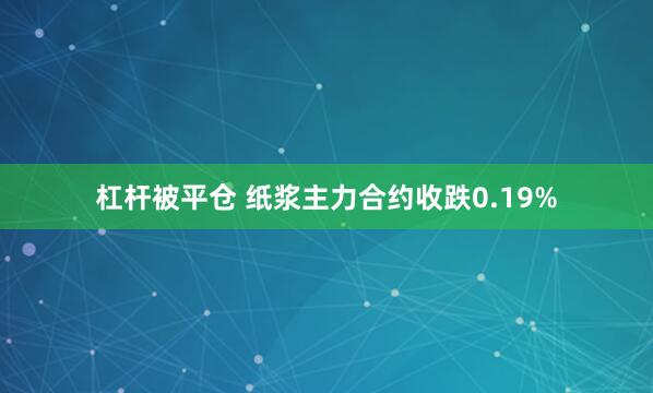 杠杆被平仓 纸浆主力合约收跌0.19%